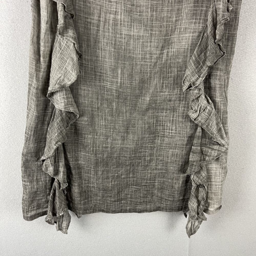 Koch Ruffle Mini Dress Womens Small Taupe Gray Shift Sleeveless Cotton Minimal - Picture 13 of 15